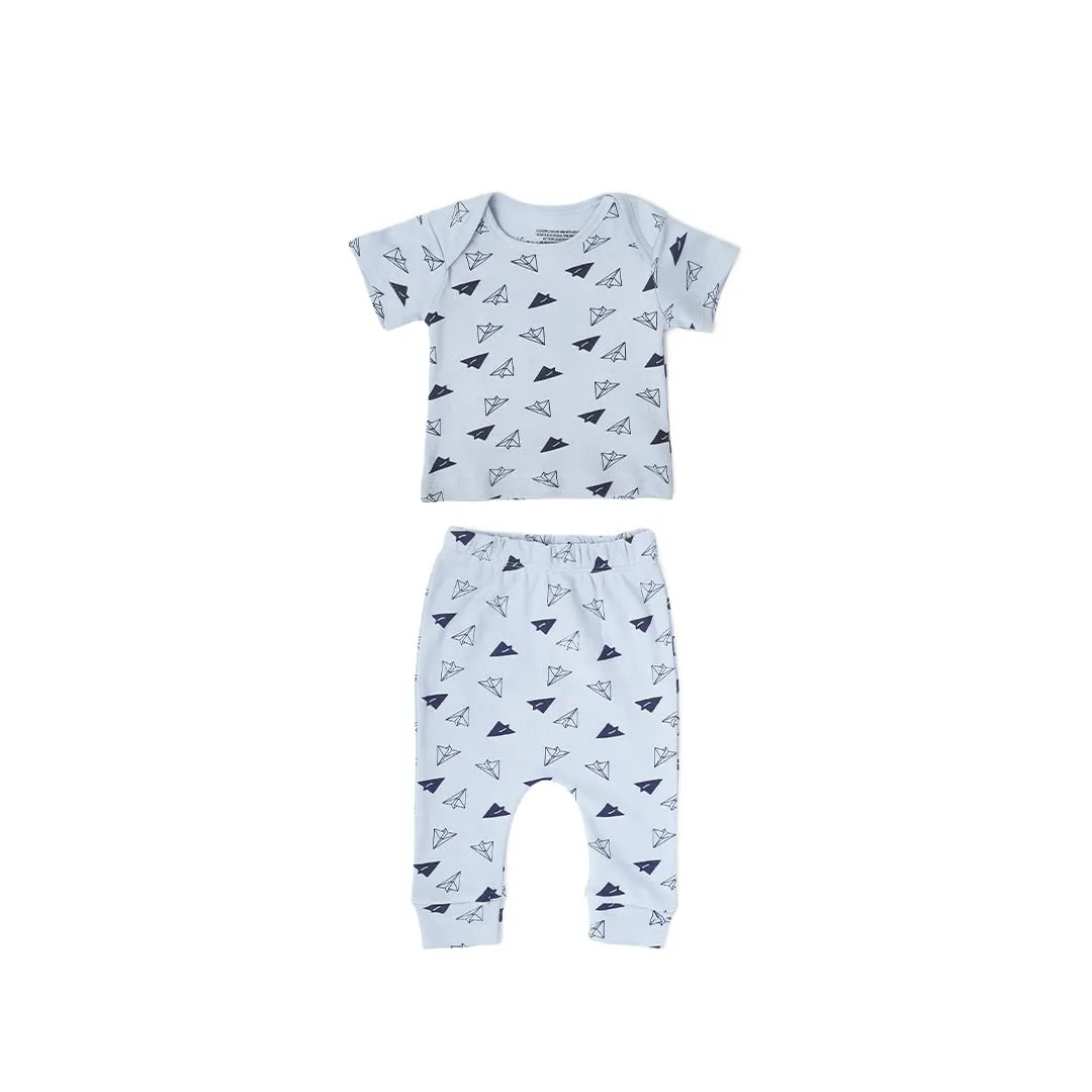 Mush Ultra Soft Bamboo Unisex Tees & Pants Combo Set for New Born Baby/Kids,Pack of 2 (0-3 Months, Aeroplane)