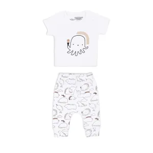 Mush Ultra Soft Bamboo Unisex Tees & Pants Combo Set for New Born Baby/Kids,Pack of 2 (3-6 Month, Marine Life)