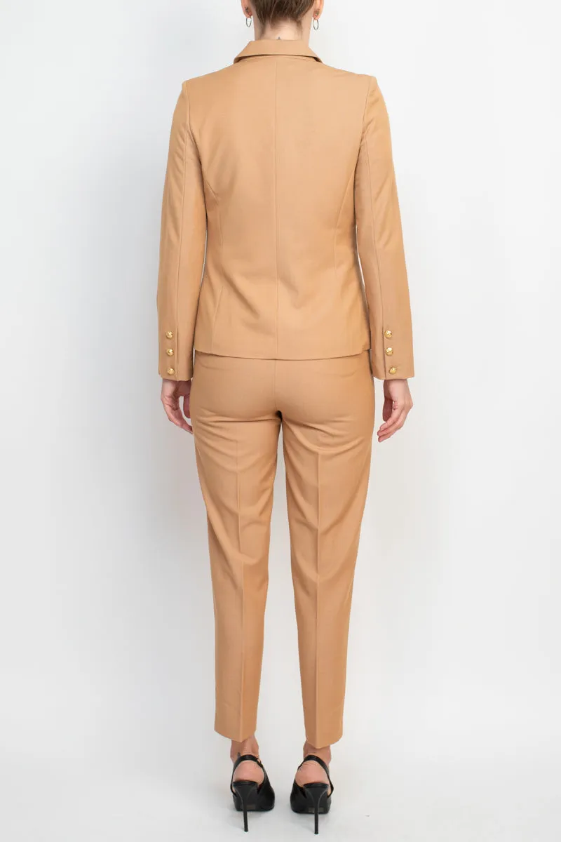 Nanette Nanette Lepore notched collar long sleeve one button closure stretch crepe jacket with mid waist pencil cut pant