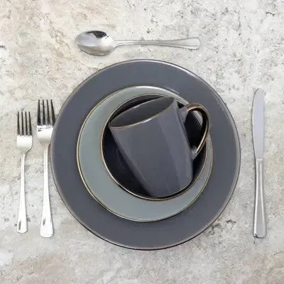 Open Box - 16pc Stoneware Solid Stone Dinnerware Set Gray - Elama