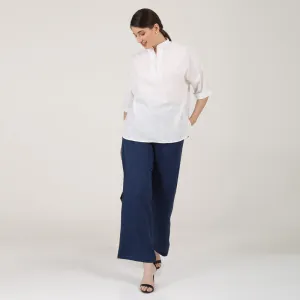 Organic Cotton Co Ord Set for Women | Blue & White | Kimono Top & Pant