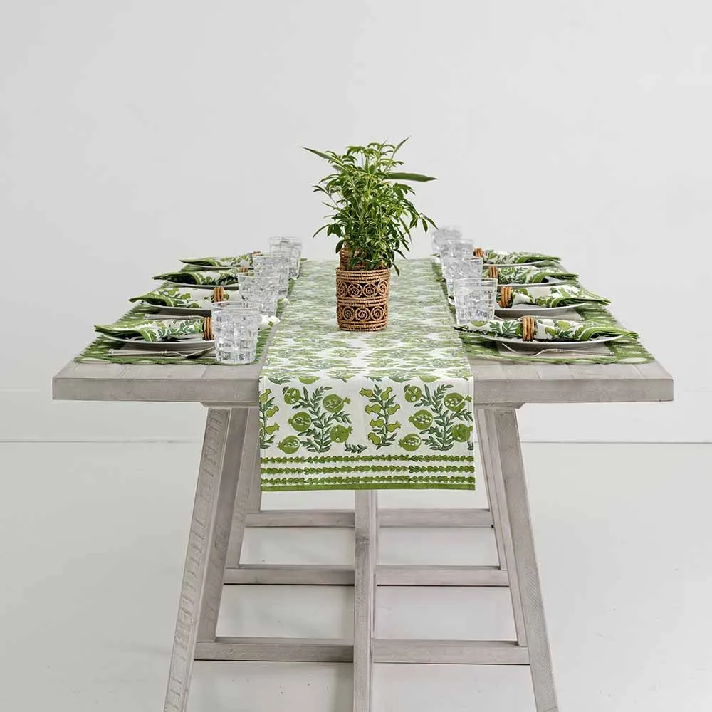 Pom Bells Green Table Runner