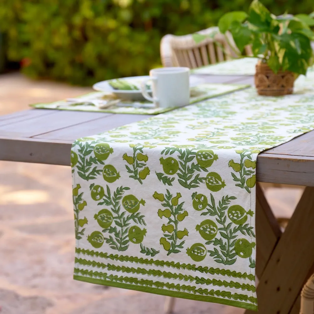 Pom Bells Green Table Runner