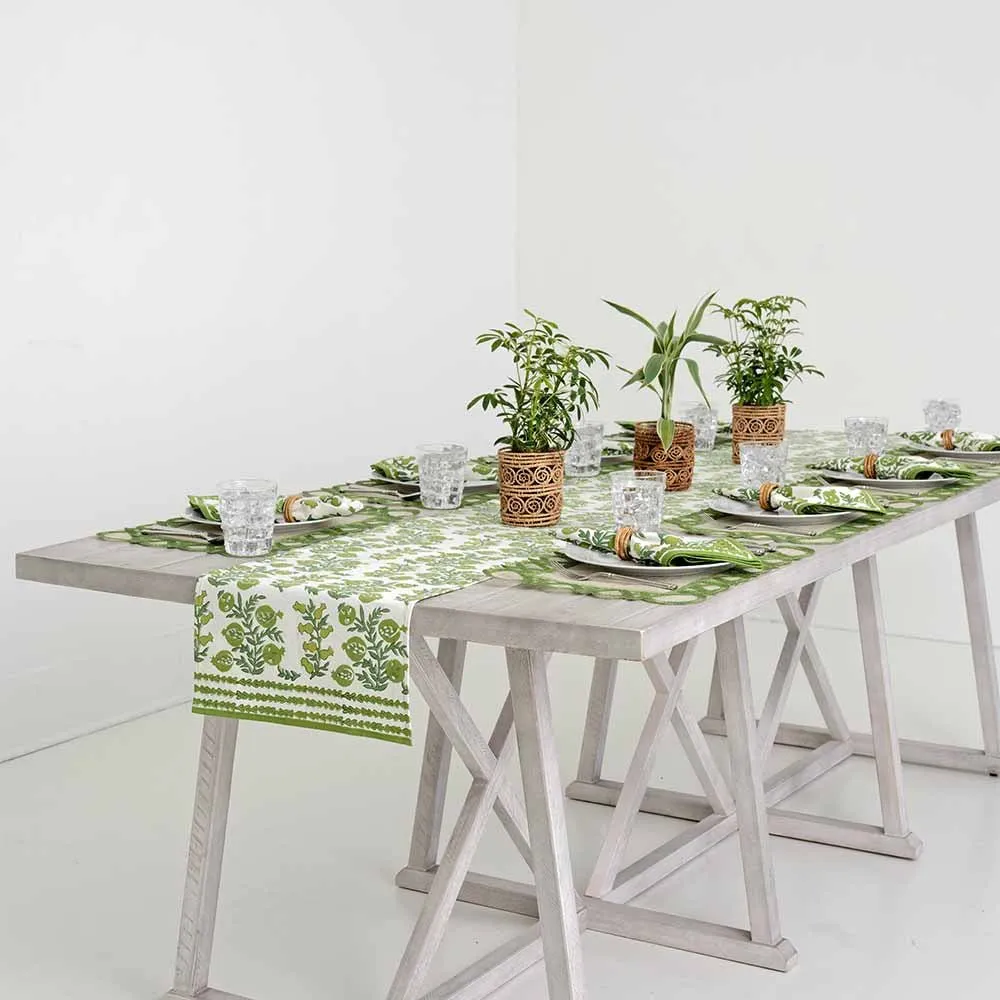 Pom Bells Green Table Runner