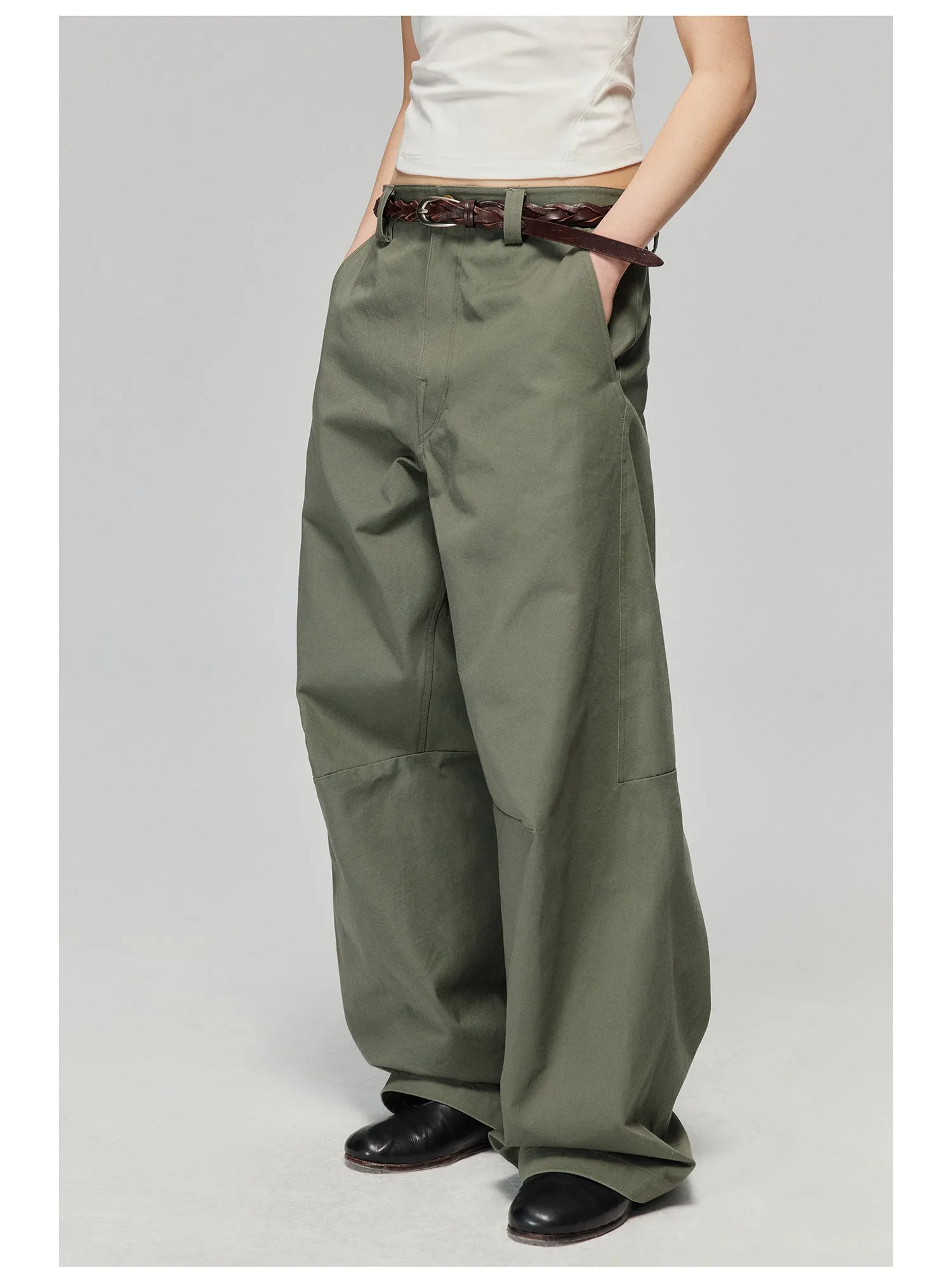 Pure cotton wide-leg casual pants