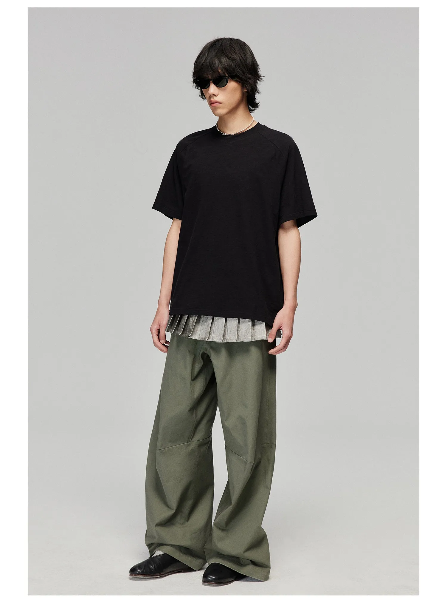 Pure cotton wide-leg casual pants