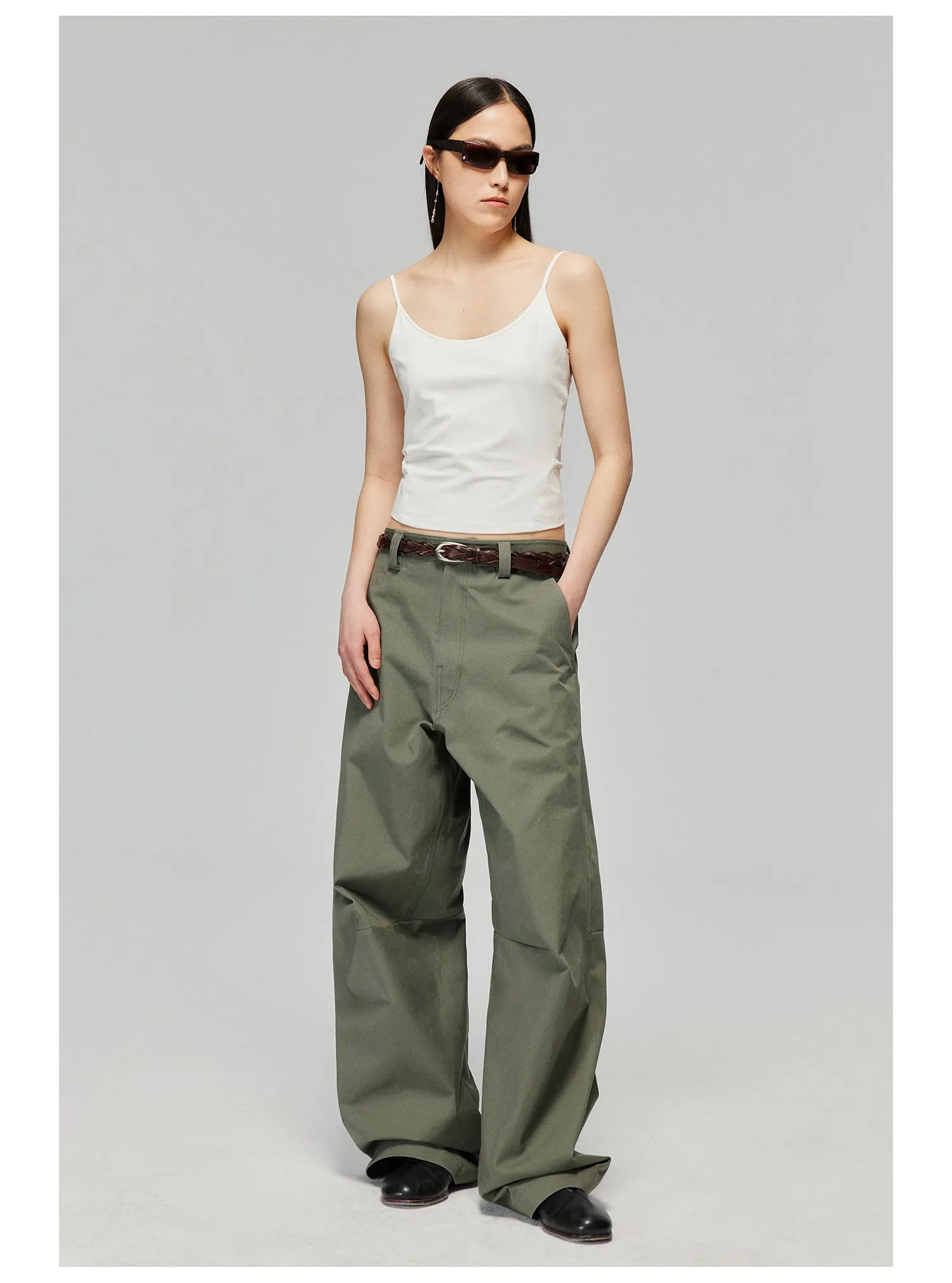 Pure cotton wide-leg casual pants