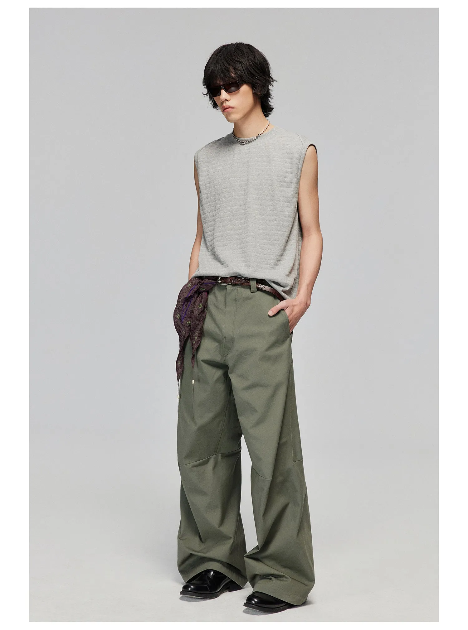 Pure cotton wide-leg casual pants