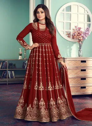 Red Sequence Embellished Bollywood Anarkali Suit