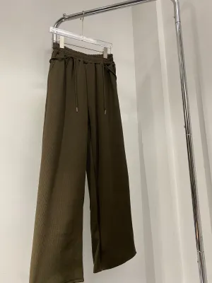 Ribbed Wide Leg Sweatpants - Mossy Brown