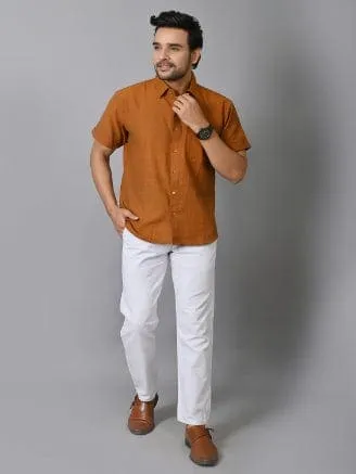 Rust Brown Khadi Cotton Men Shirt