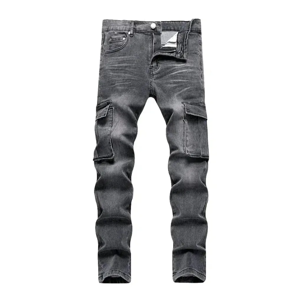 Sanded men's cargo jeans