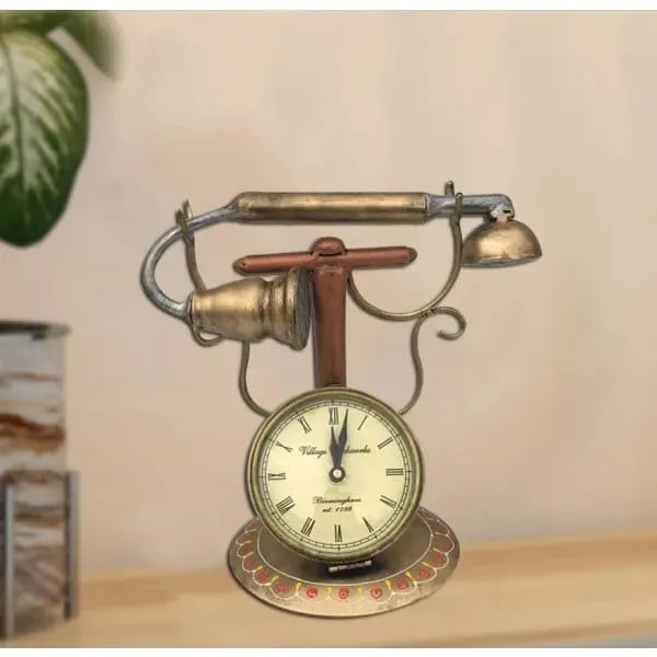 Sasha Store Retro Telephone Model Clock Showpiece for Home Decor