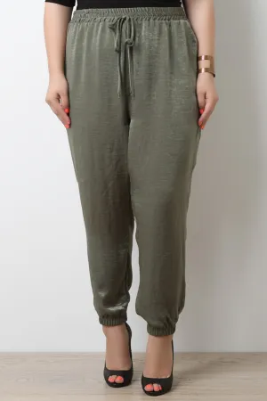 Satin High Waisted Jogger Pants