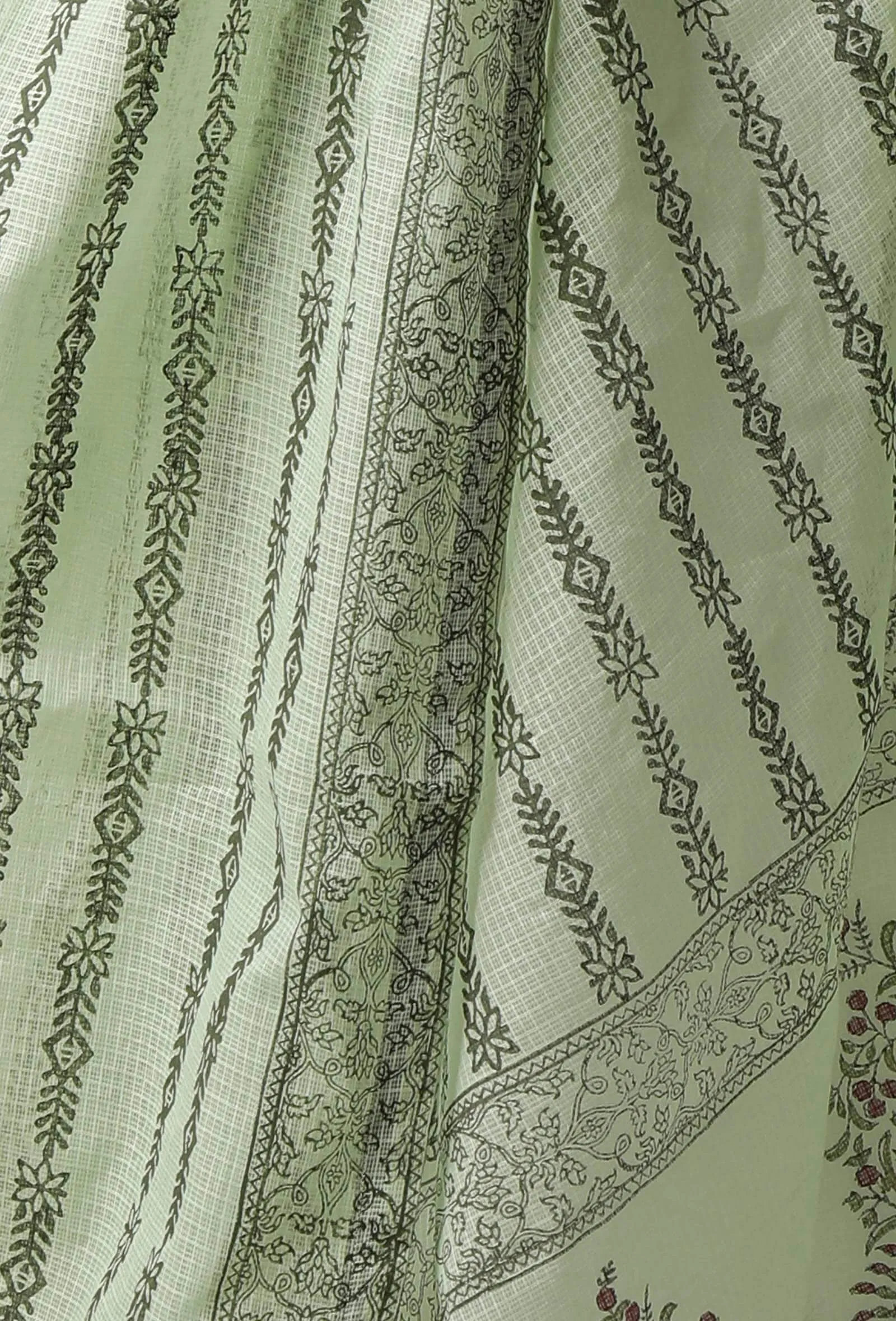 Set of 3: The Tasteful light green Kota Dupatta matched with The Flawless White Kota Kurta and White Pant