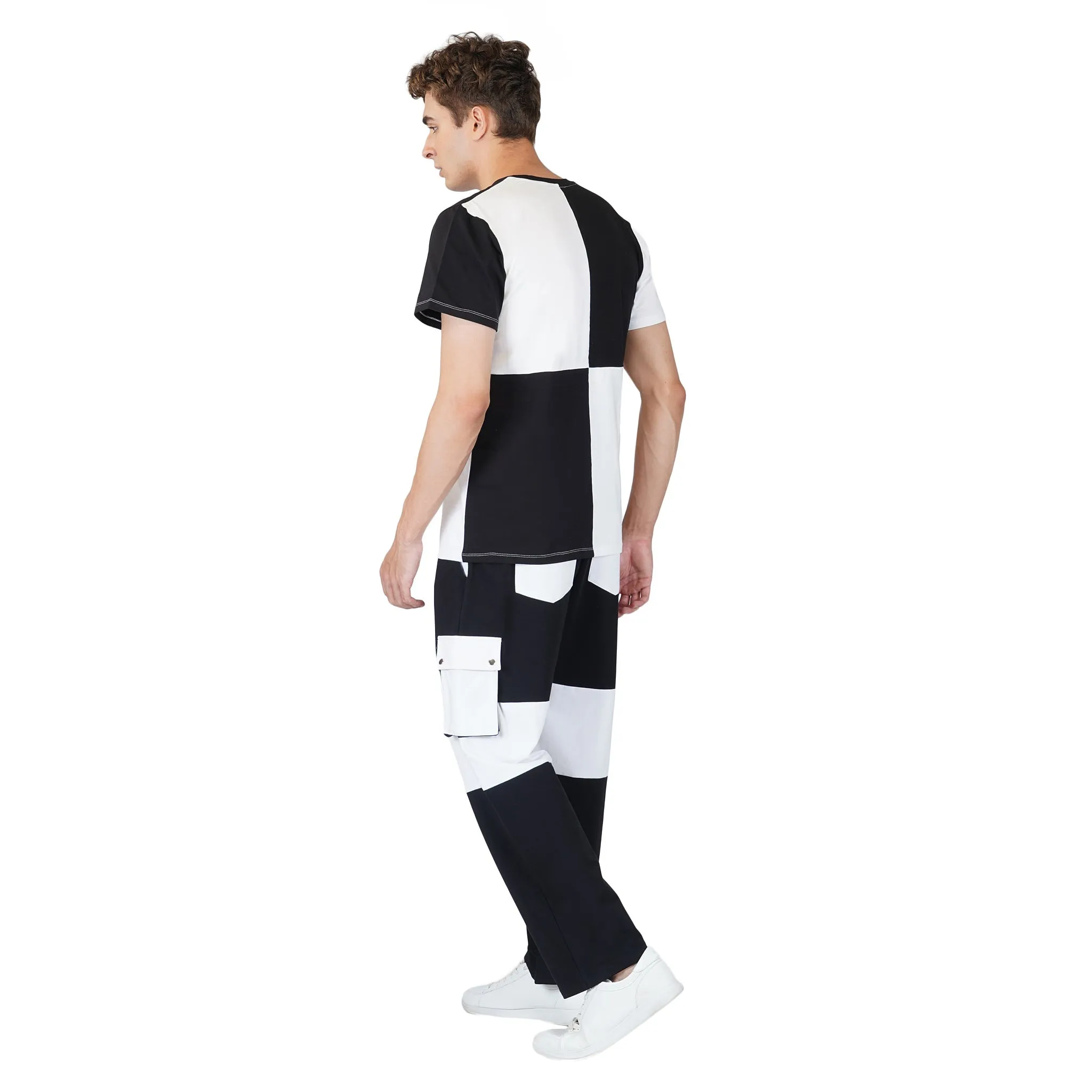 SLAY. Men's Black & White Colorblock Utility Cargo Pants