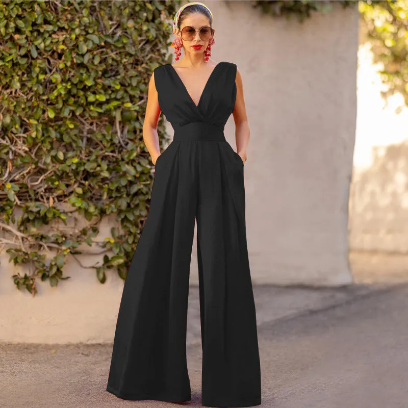 Slim Fit High Waist Wide Leg Jumpsuit