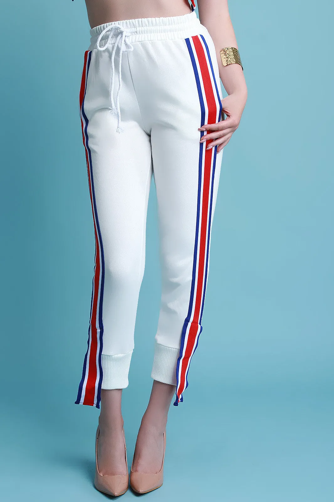 Striped Sides Mid Rise Jogger Pants