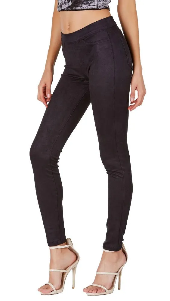 Suede Skinny Pants Legging Black