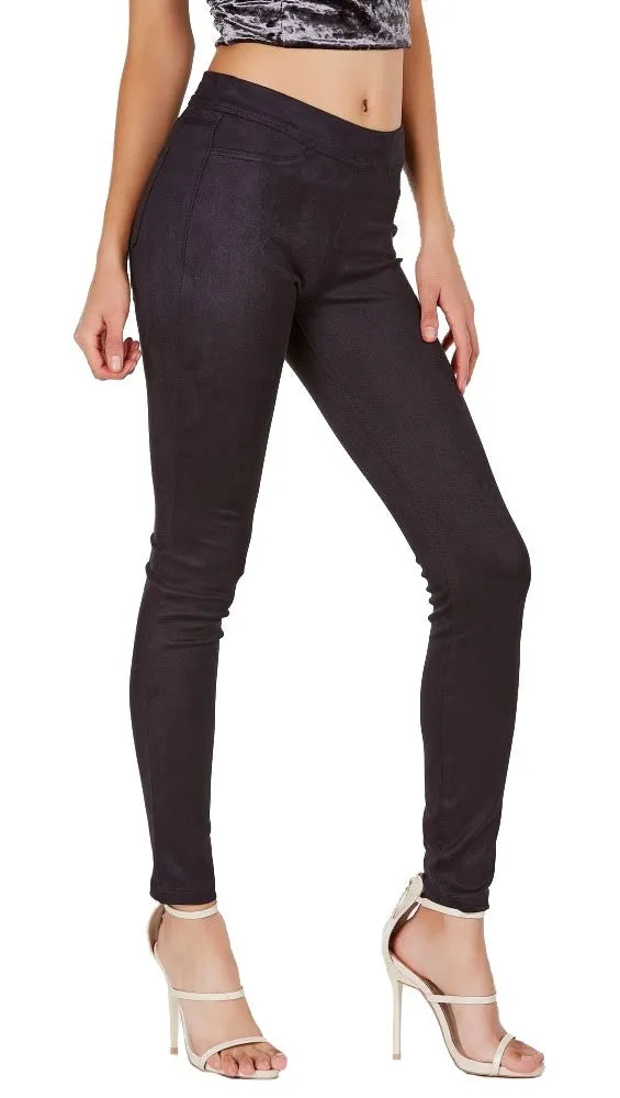 Suede Skinny Pants Legging Black