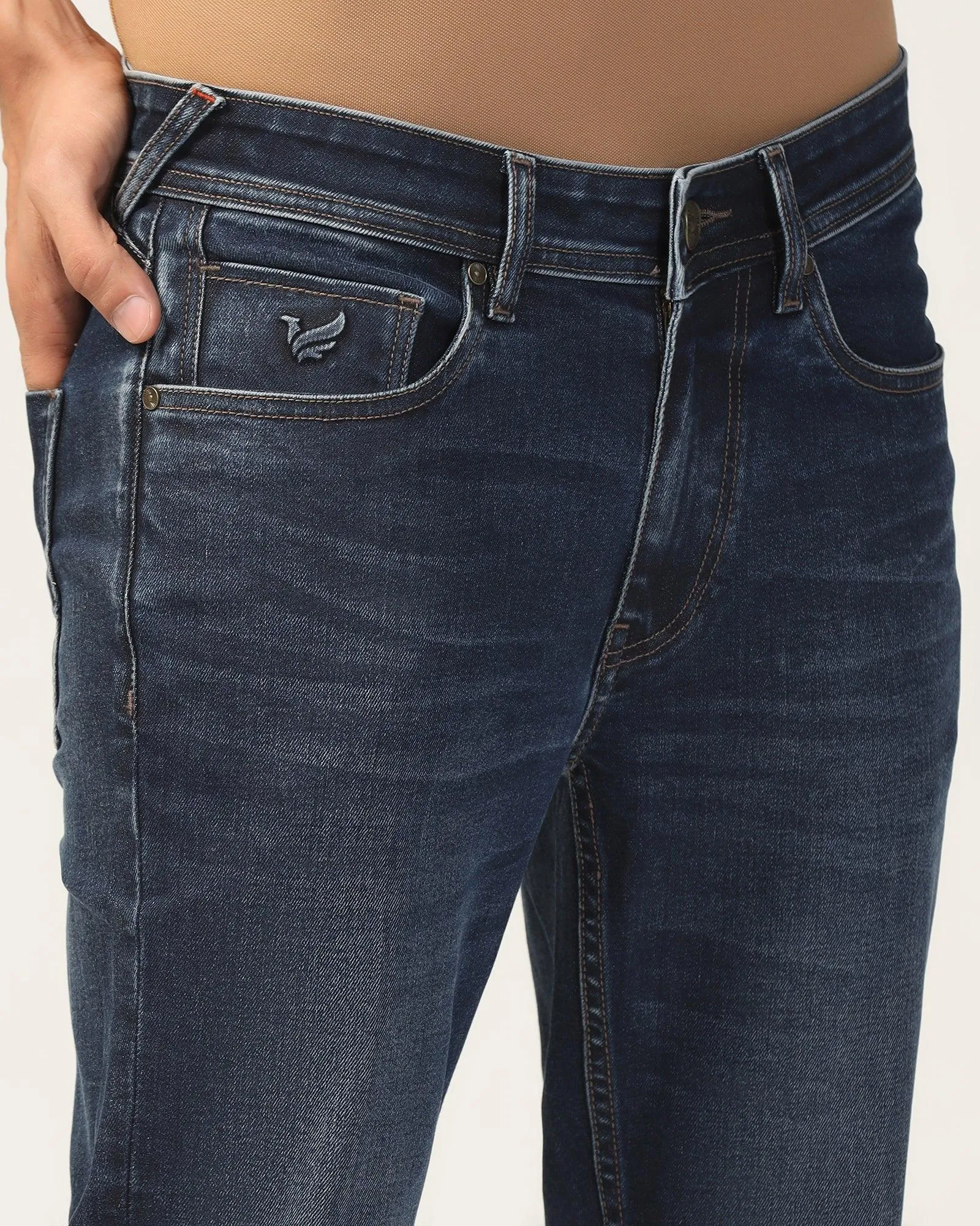 Super Clean Slim Comfort Buff Fit Indigo Blue Jeans - Emma