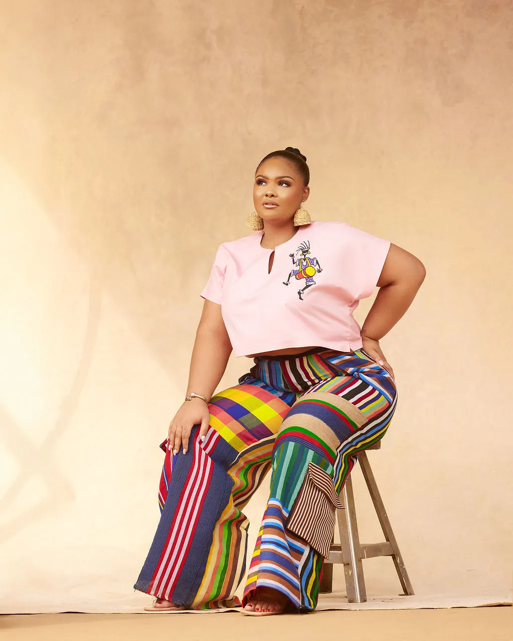 Takunsi Aso Oke Cargo Pant and Crop Top