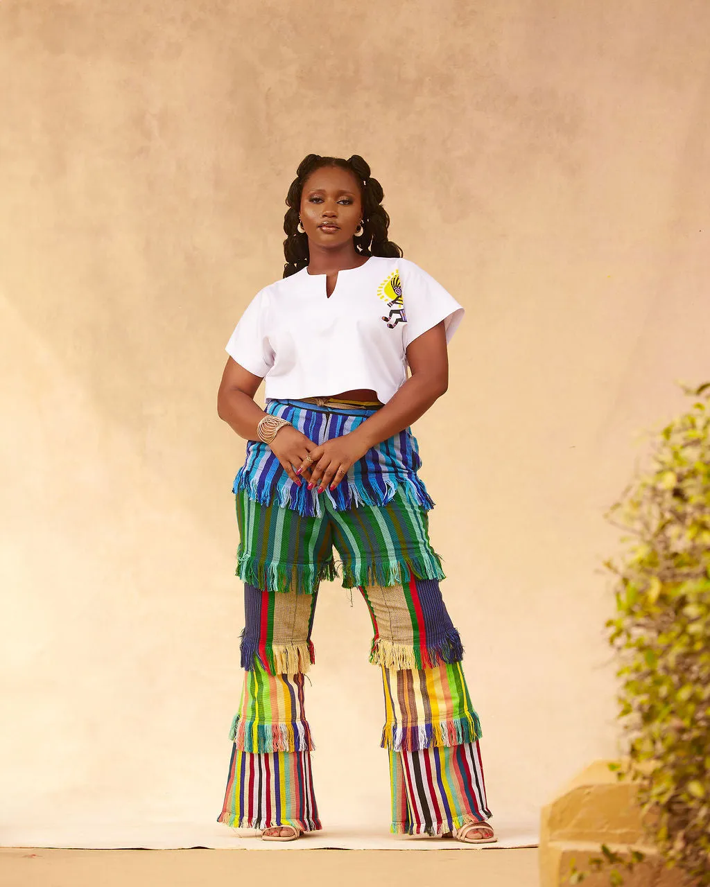 Takunsi Aso Oke Fringe Pant x Crop Top