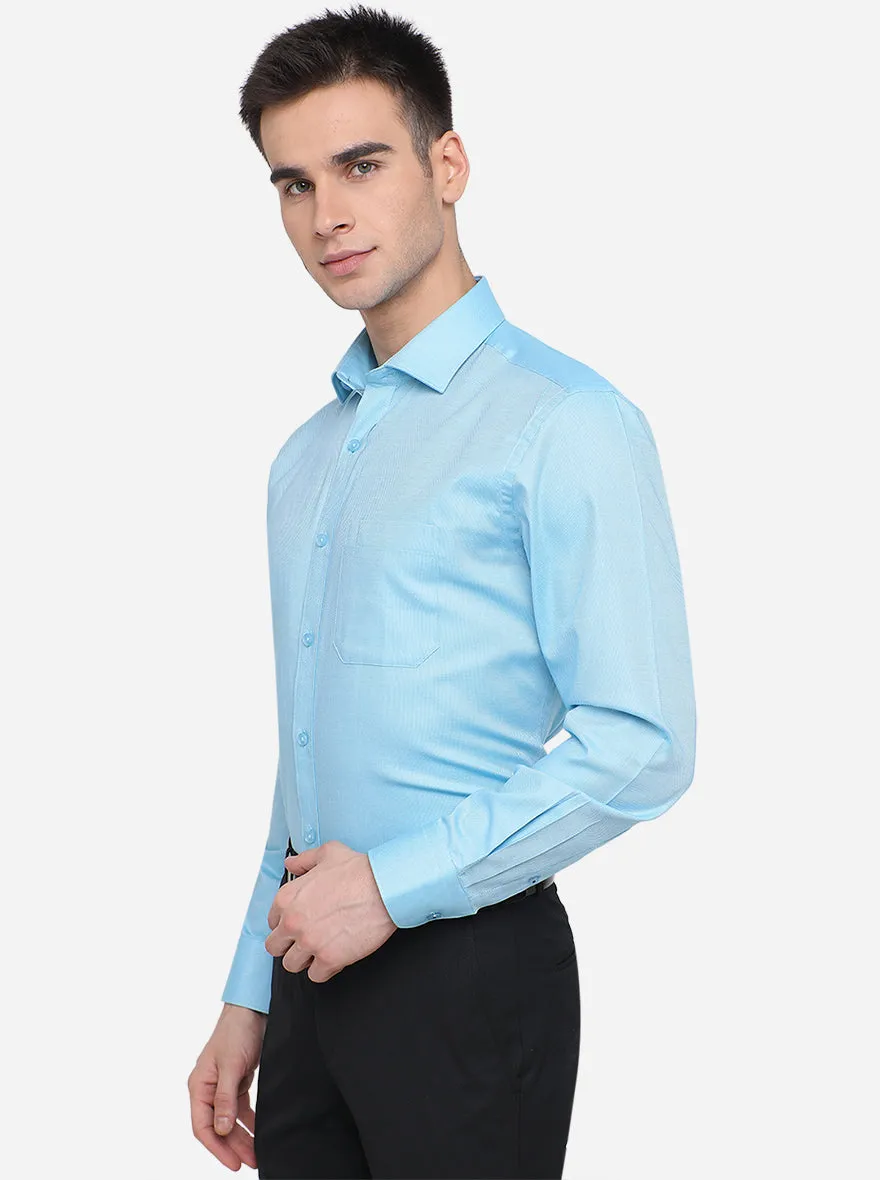 Teal Blue Solid Regular Fit Formal Shirt | JadeBlue