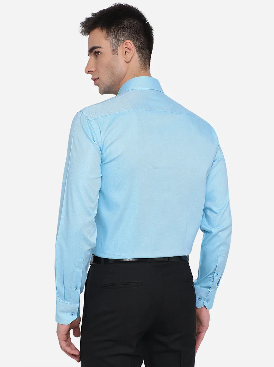 Teal Blue Solid Regular Fit Formal Shirt | JadeBlue