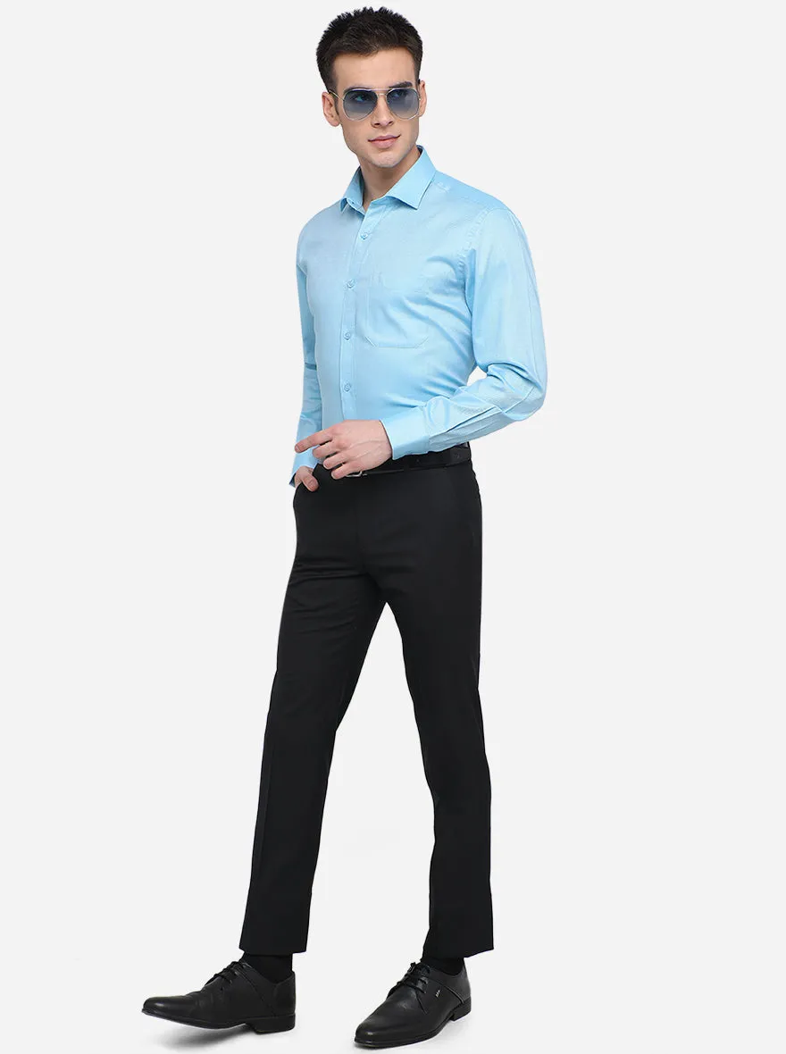 Teal Blue Solid Regular Fit Formal Shirt | JadeBlue