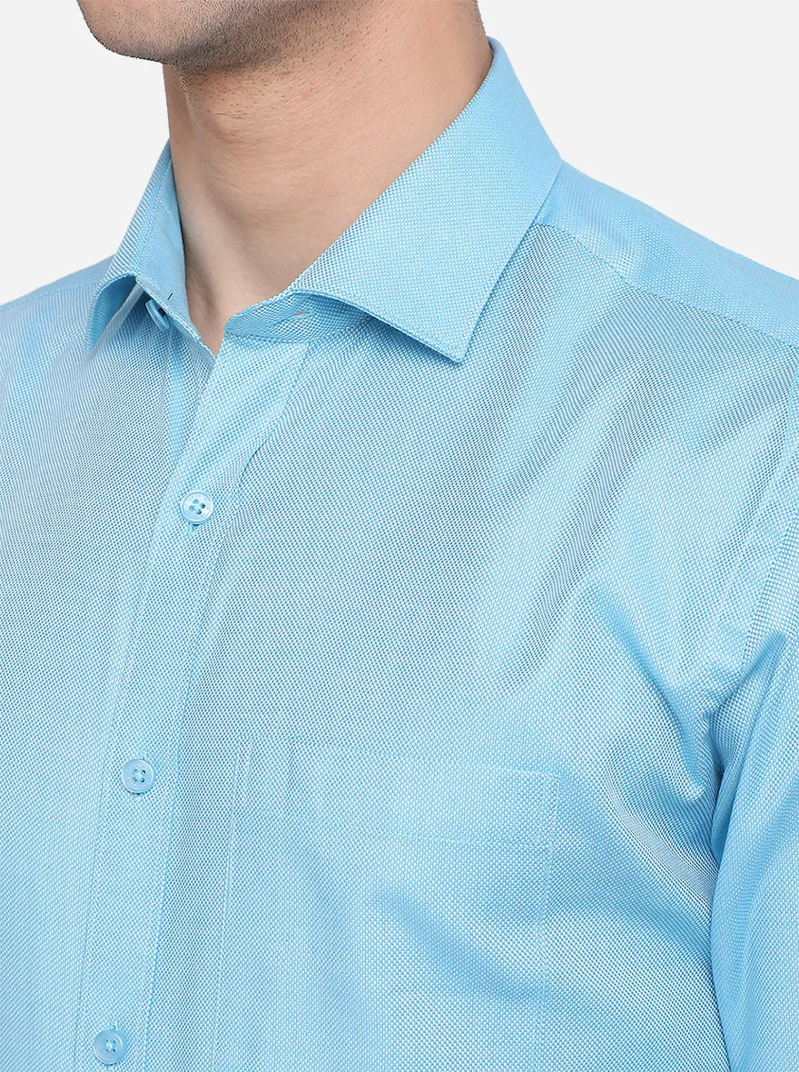 Teal Blue Solid Regular Fit Formal Shirt | JadeBlue