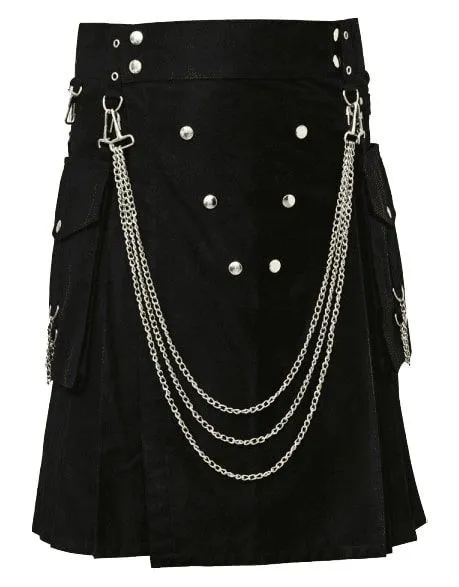 UTILITY CARGO KILT WITH SILVER CHAINS