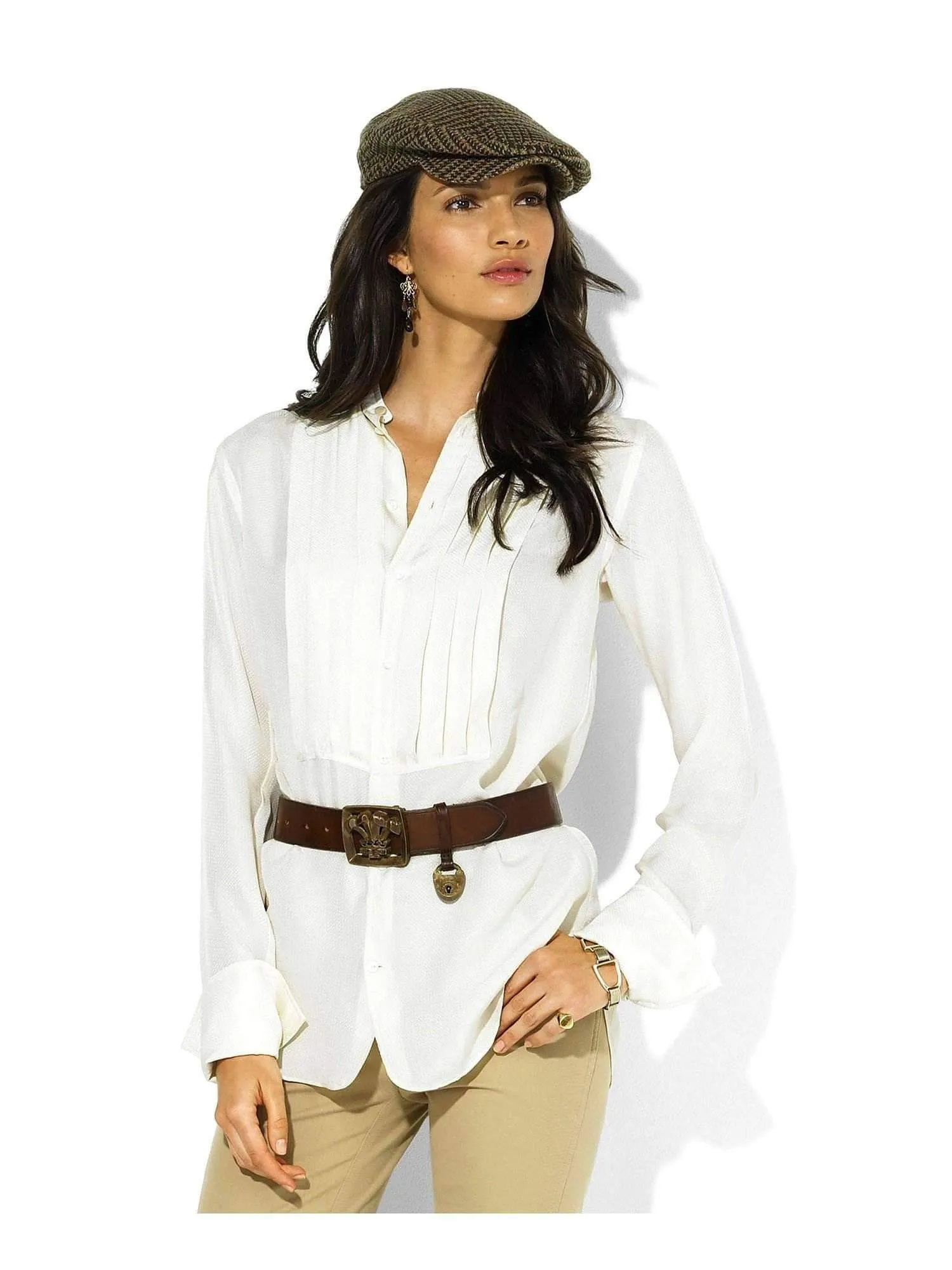 White Shirt with Pleated Detail