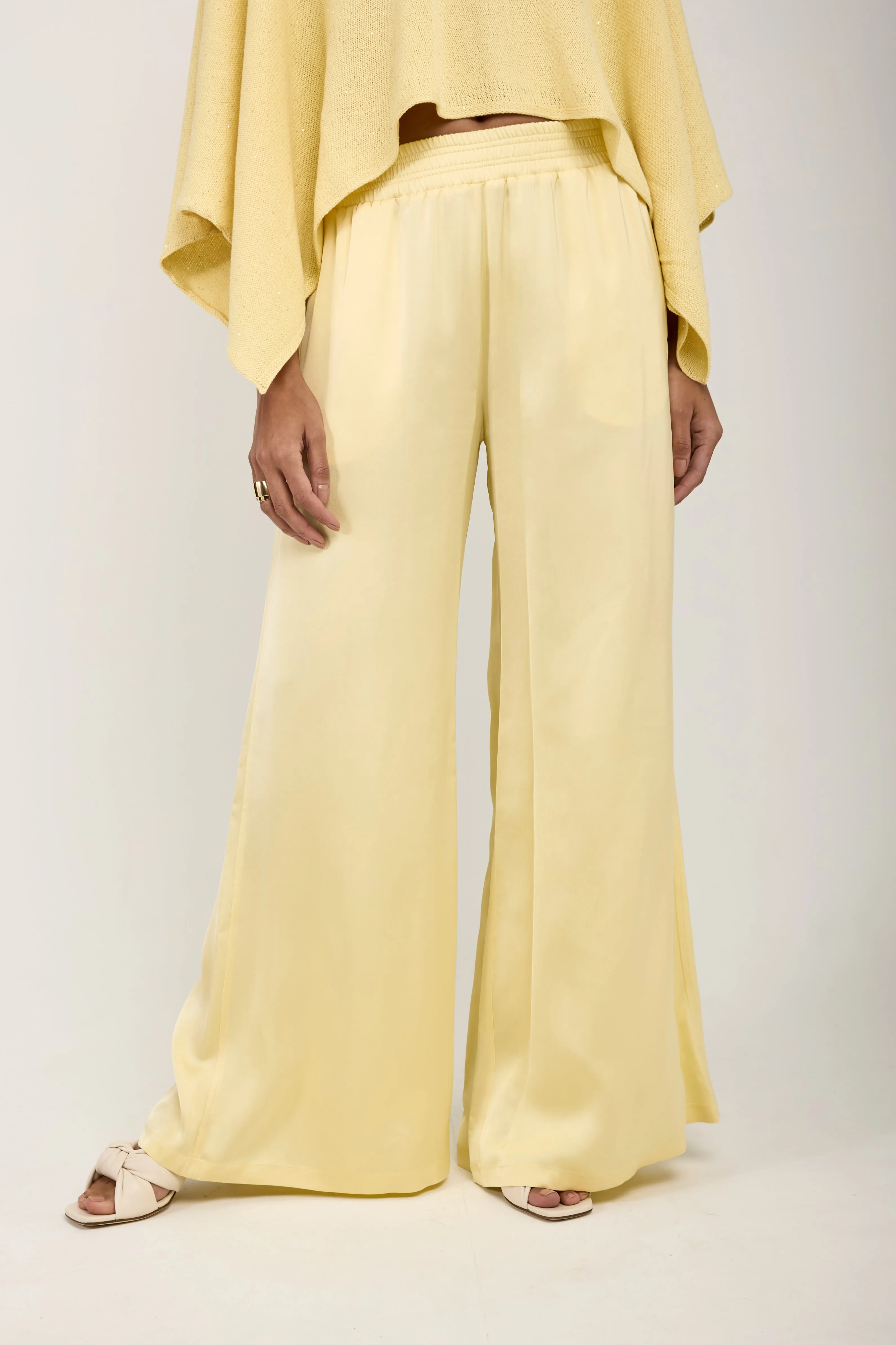 Wide Leg Viscose Pant in Yellow