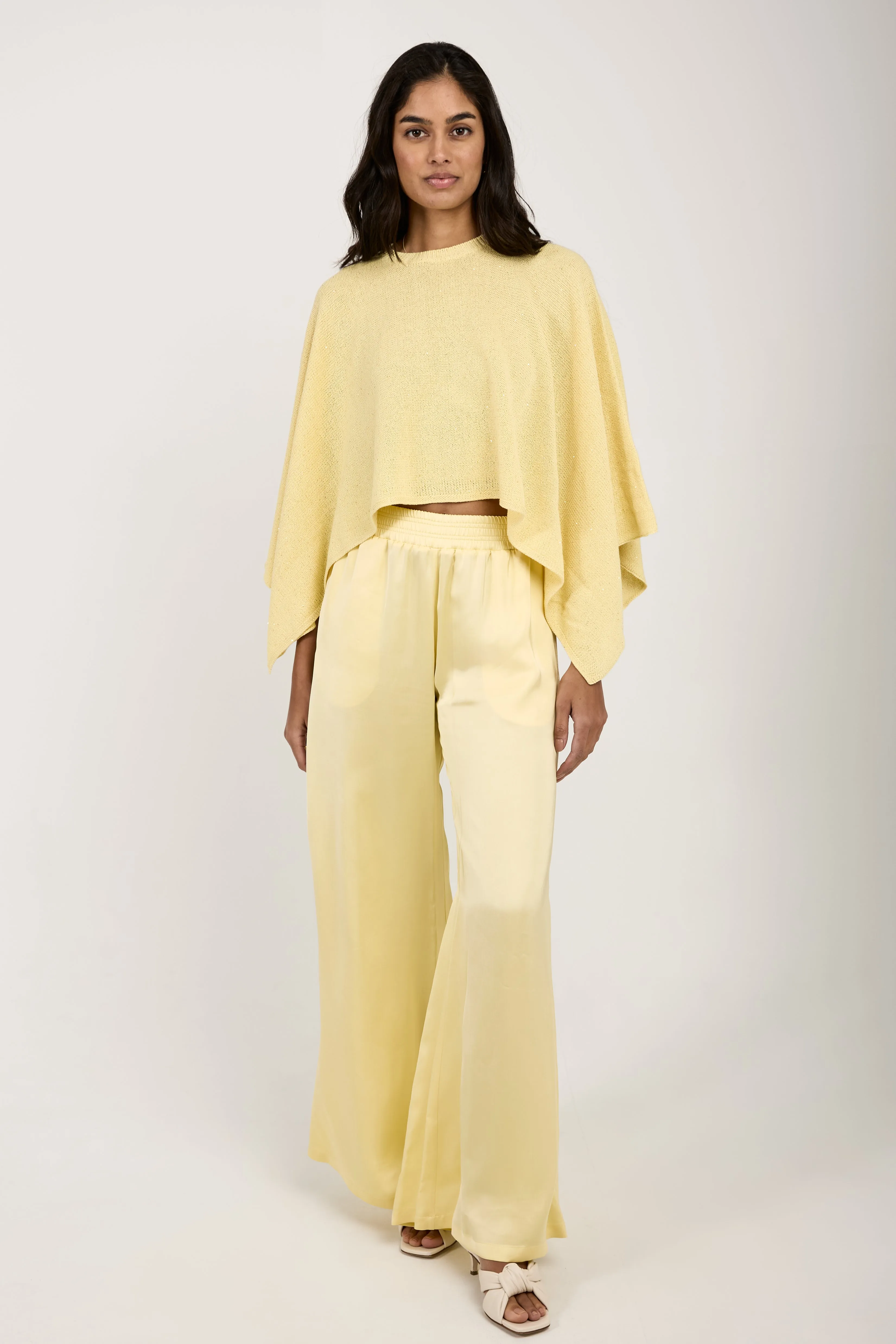 Wide Leg Viscose Pant in Yellow