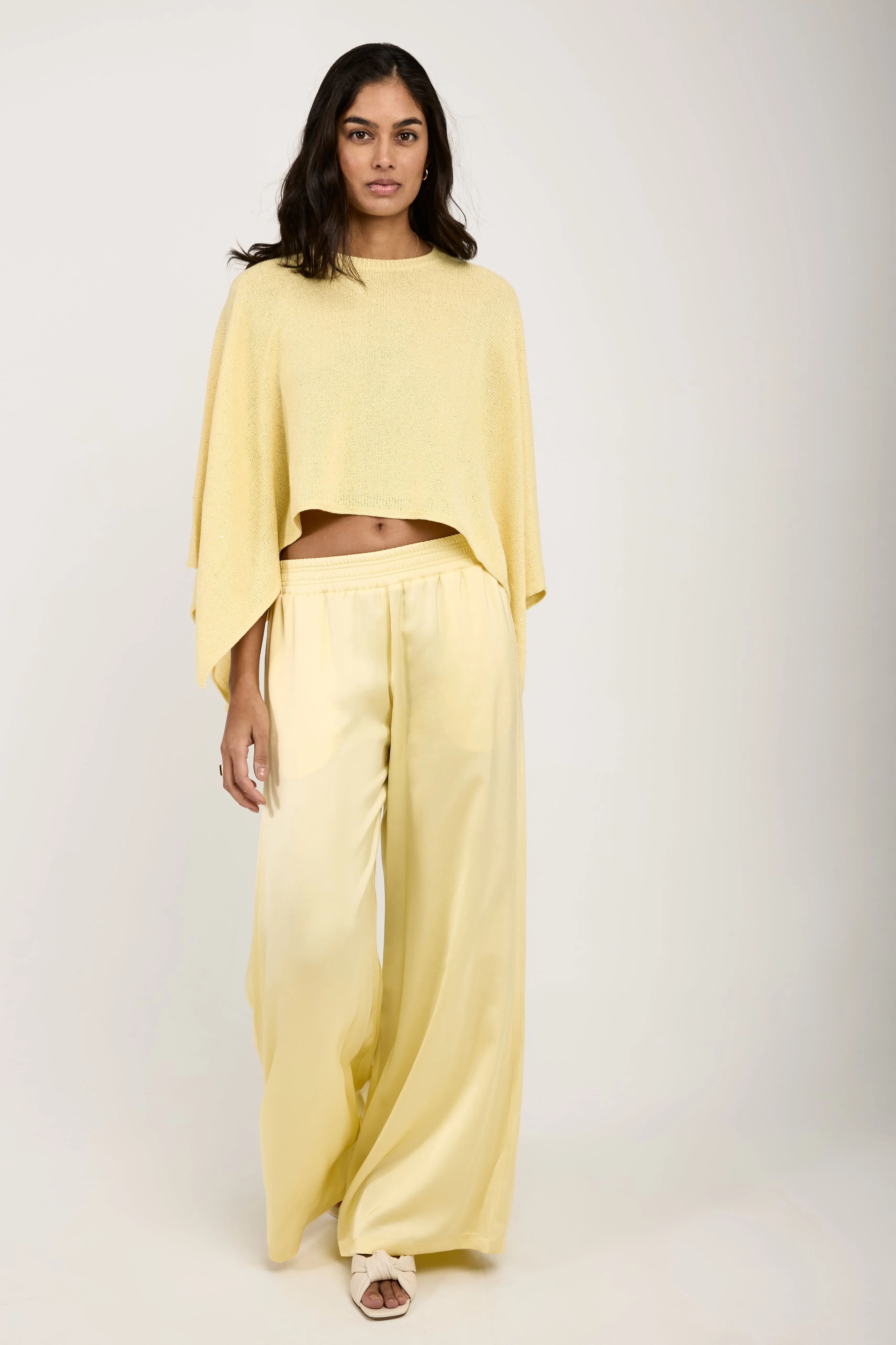 Wide Leg Viscose Pant in Yellow