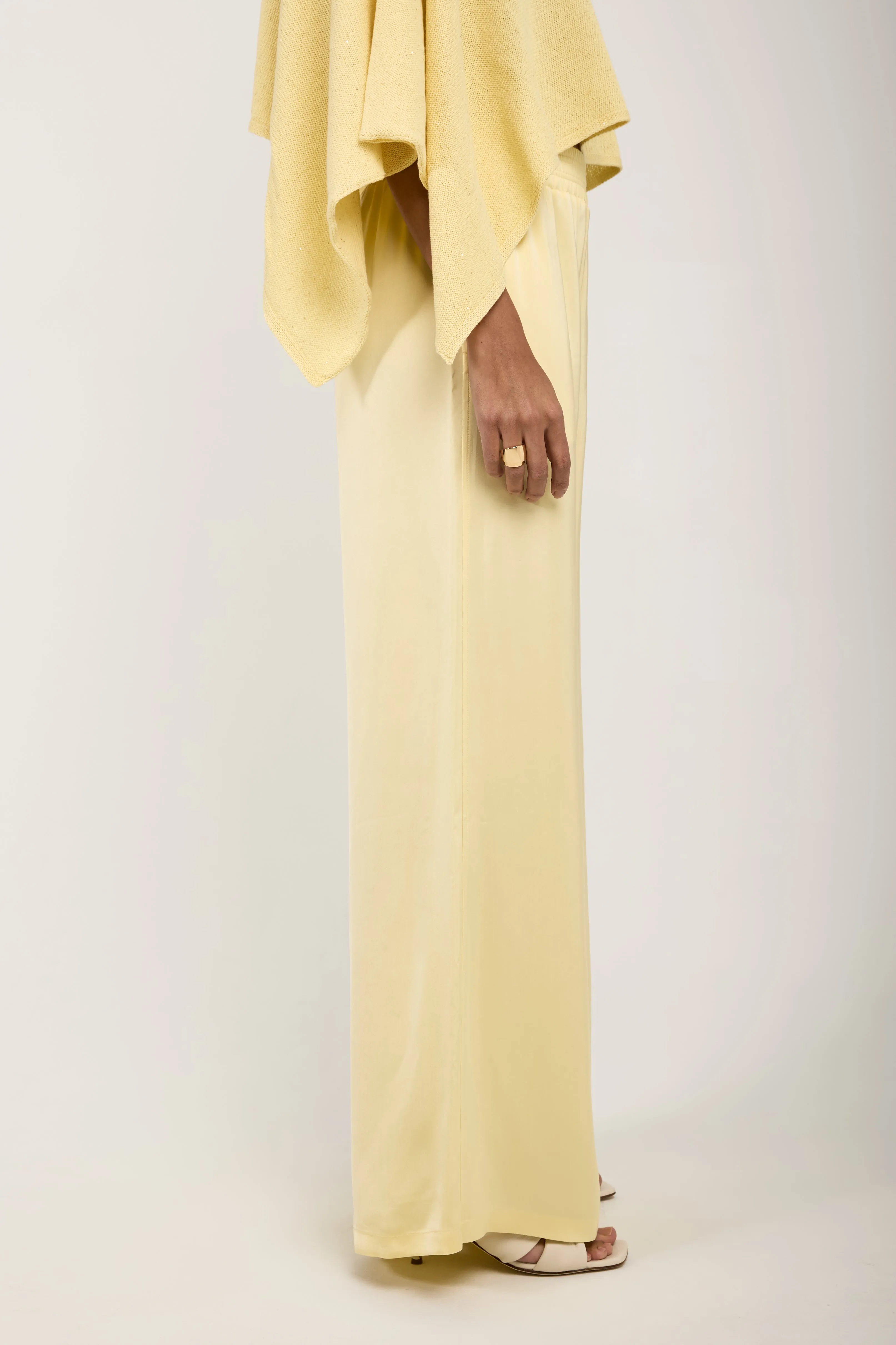 Wide Leg Viscose Pant in Yellow