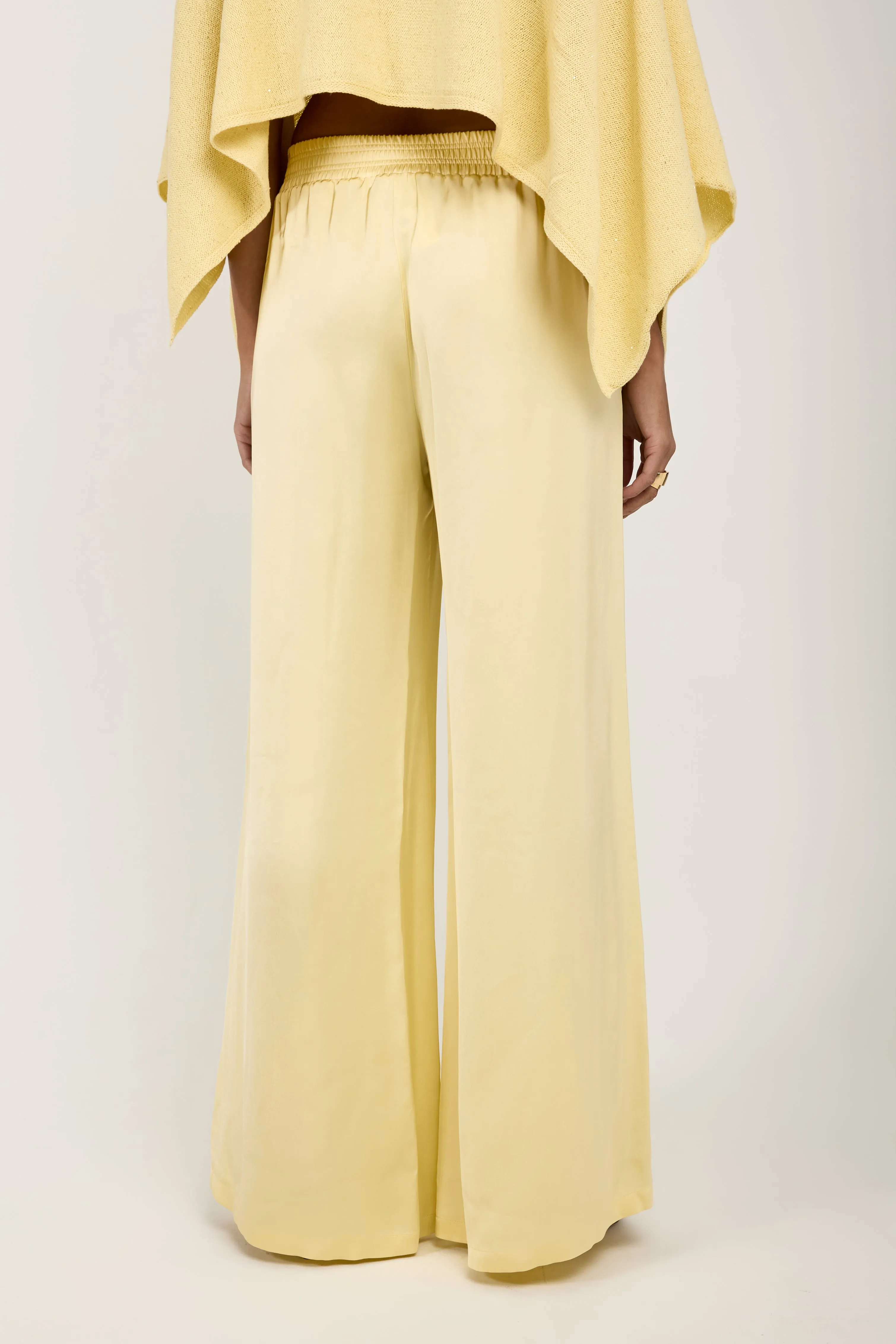 Wide Leg Viscose Pant in Yellow