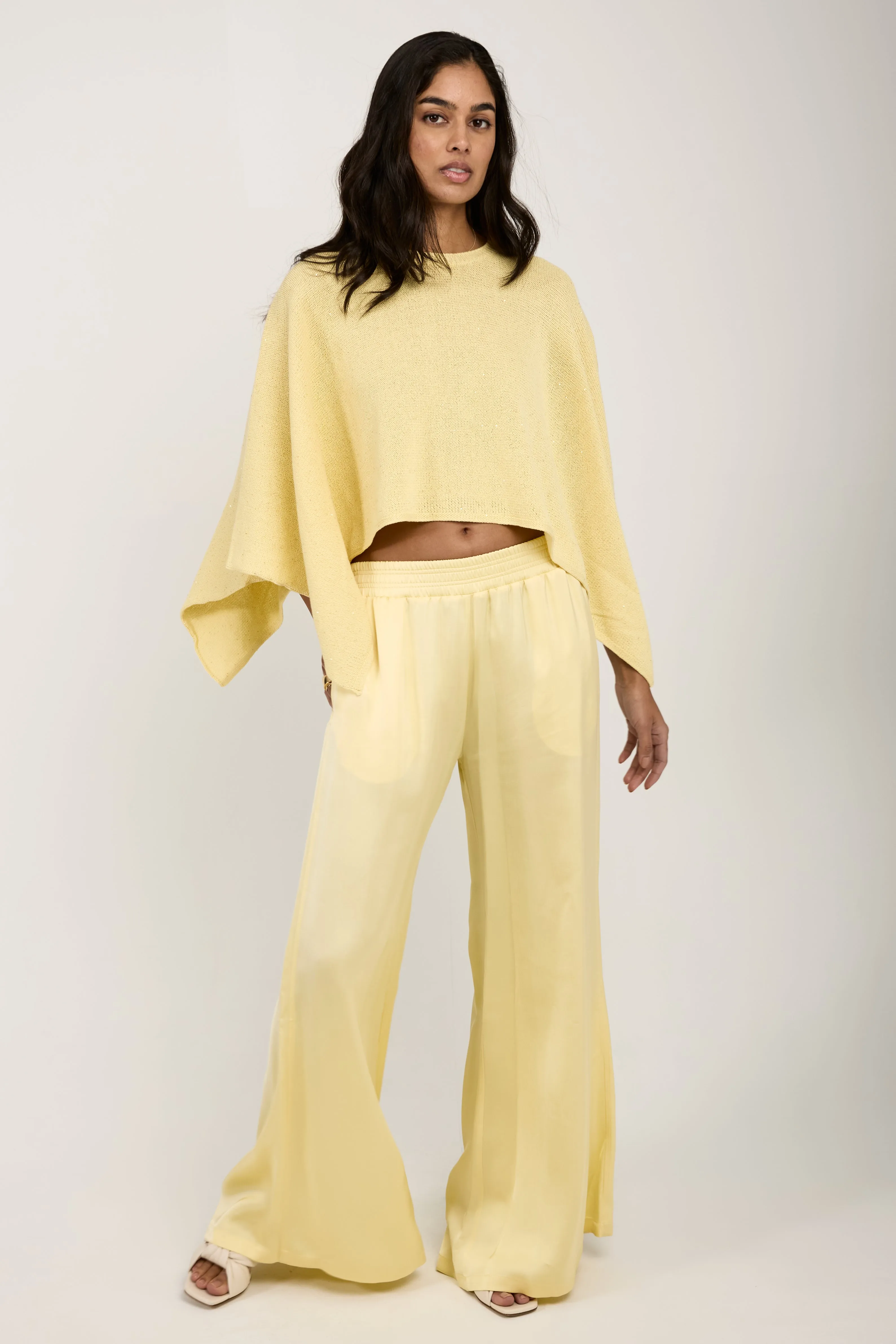 Wide Leg Viscose Pant in Yellow