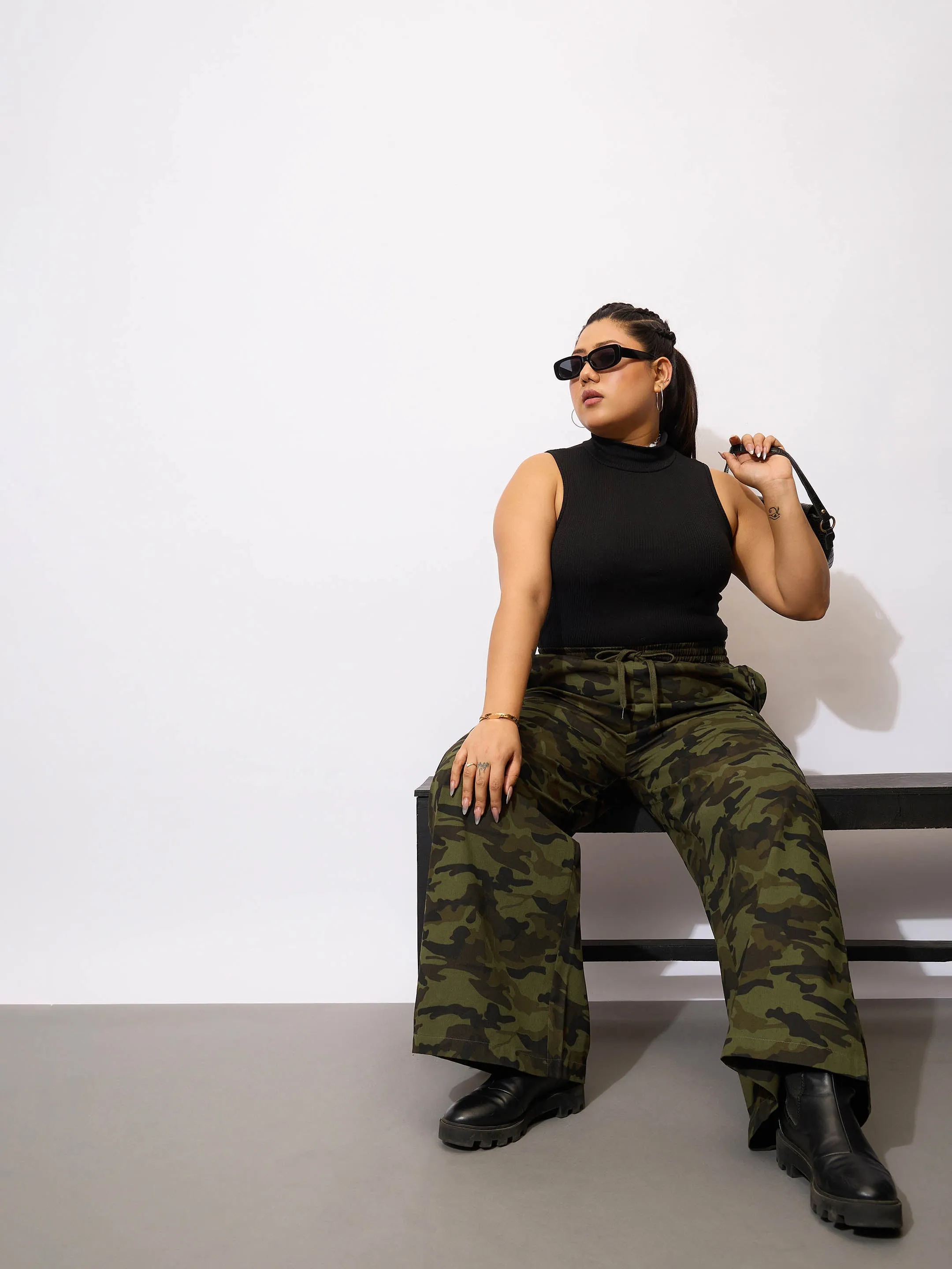 Women Camouflage Twill Cargo Pants