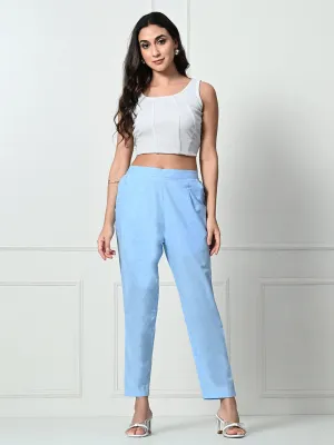 Women’s Linen Cotton Palazzo Pants – Effortless Style & Breathable Comfort | Blue