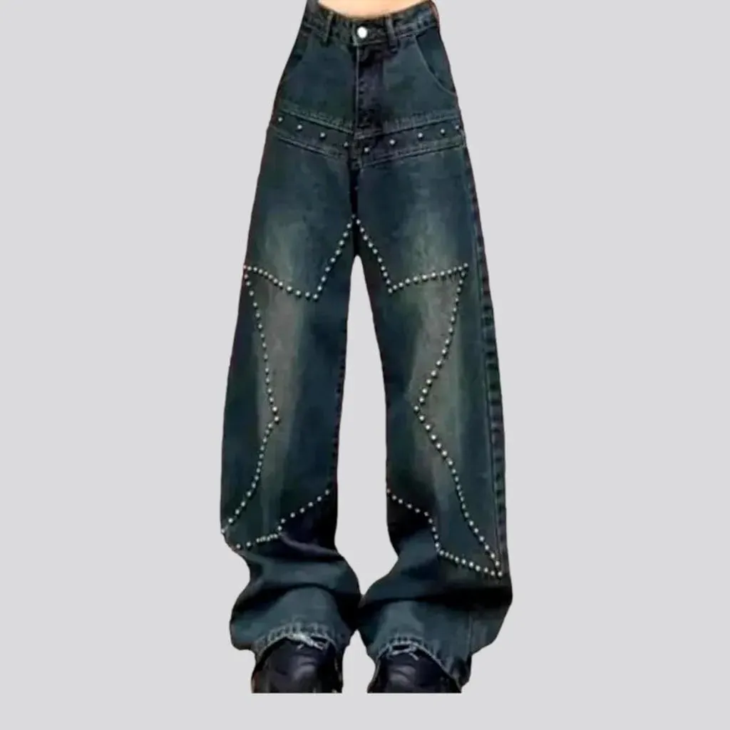 Y2k rivet jeans
 for ladies